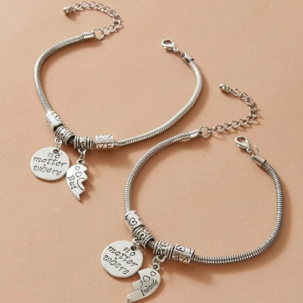 2 pc Best Friends Charm Bracelet